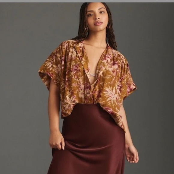 Pilcro by Anthropologie Floral Button Up Top Blouse Size Small Medium (S/M) - Picture 3 of 14